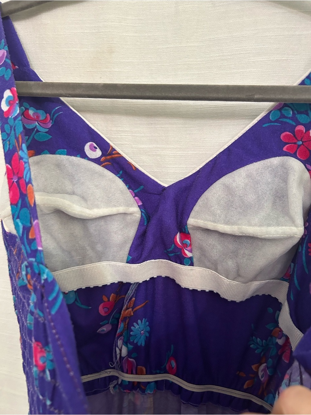True Vintage Circa 1970's/1980's Purple Floral Sundress w/ Teal and Pink Accents - Picture 8 of 8
